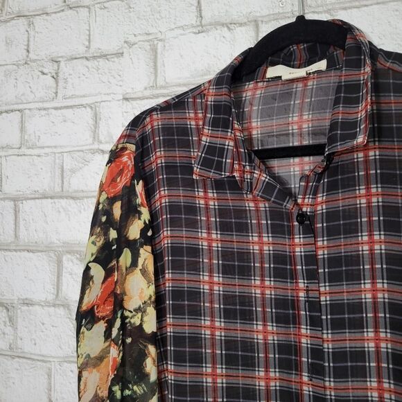 Sans Souci chiffon plaid blouse - Picture 5 of 12